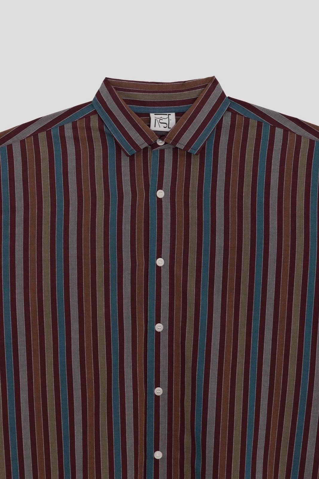 Claude Shirt, Maroon Multi Stripe