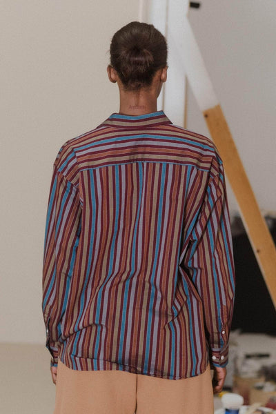 Claude Shirt, Maroon Multi Stripe