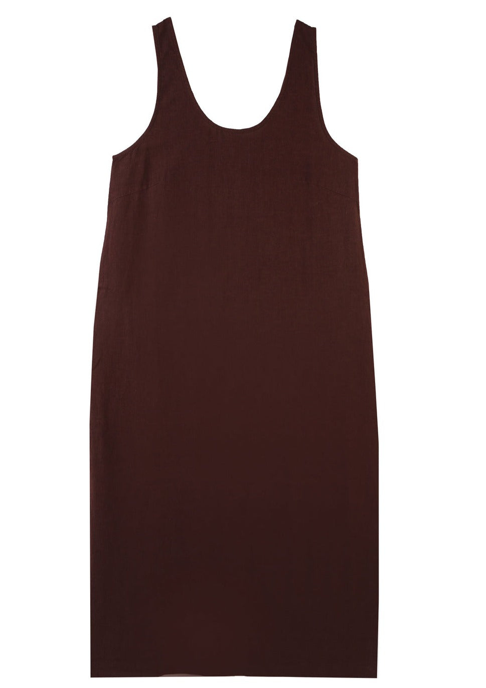 Basic Linen Shift Dress, Chocolate