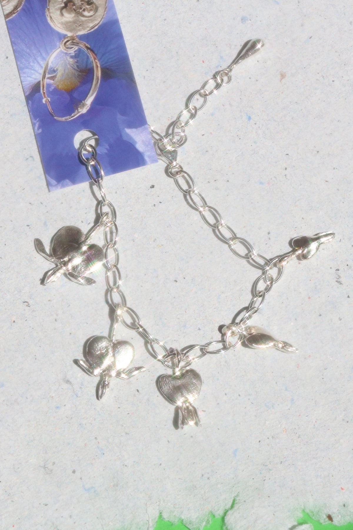 Bleeding Hearts Charm Bracelet, Silver