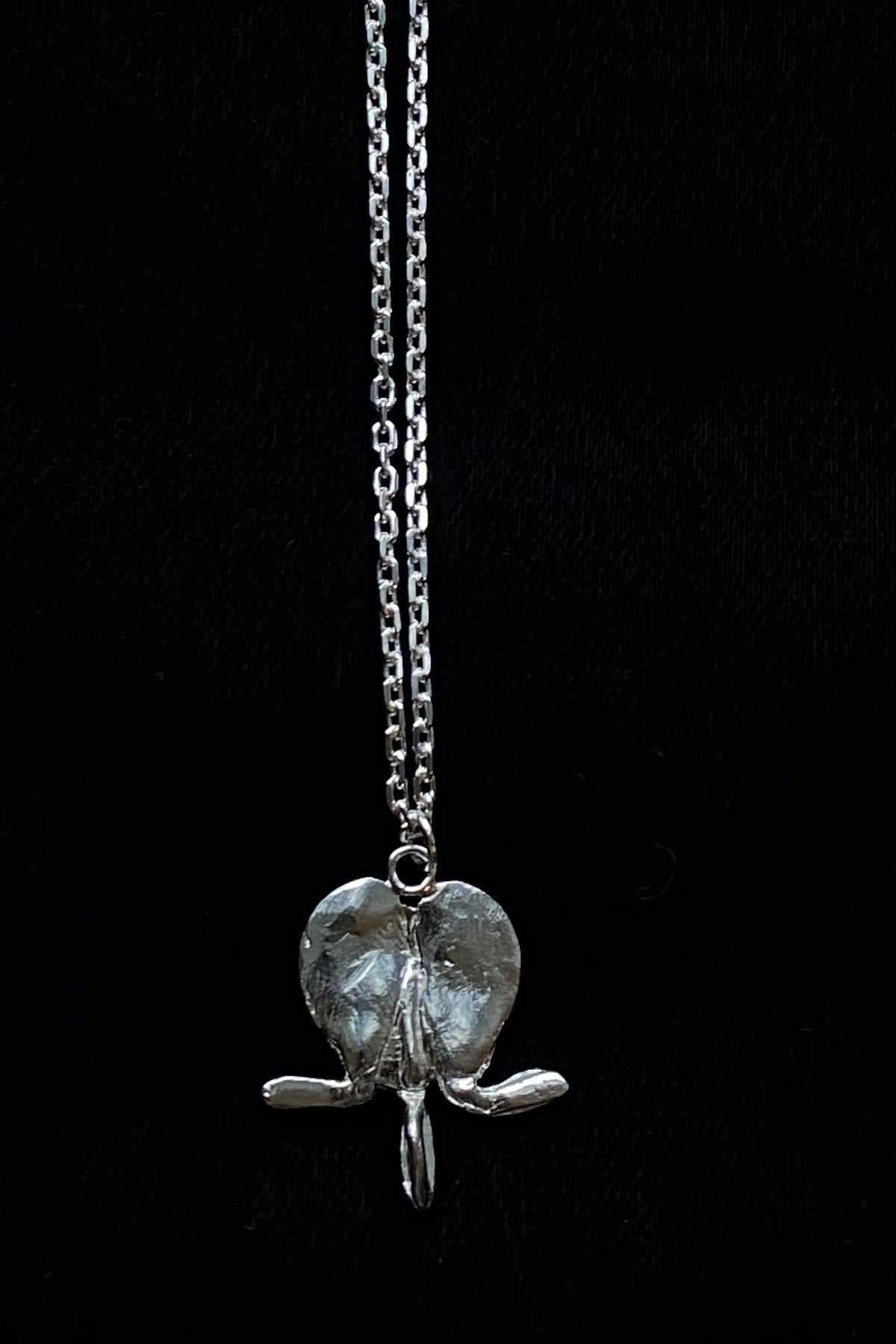 Big Bleeding Heart Charm Necklace, Silver