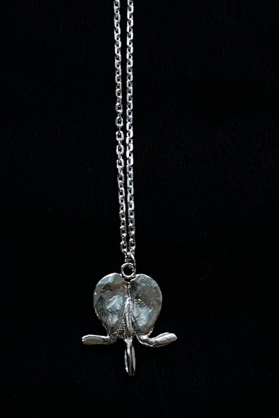 Big Bleeding Heart Charm Necklace, Silver