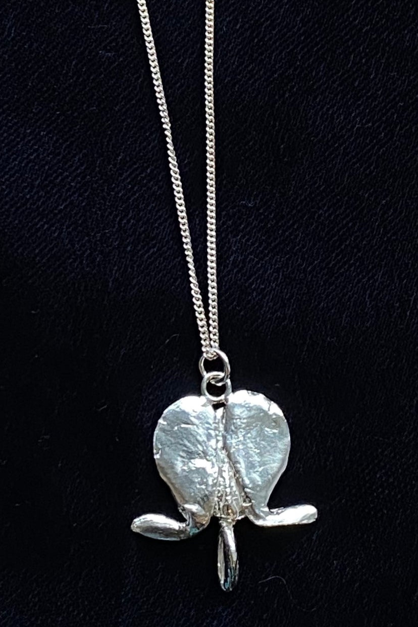 Big Bleeding Heart Charm Necklace, Silver