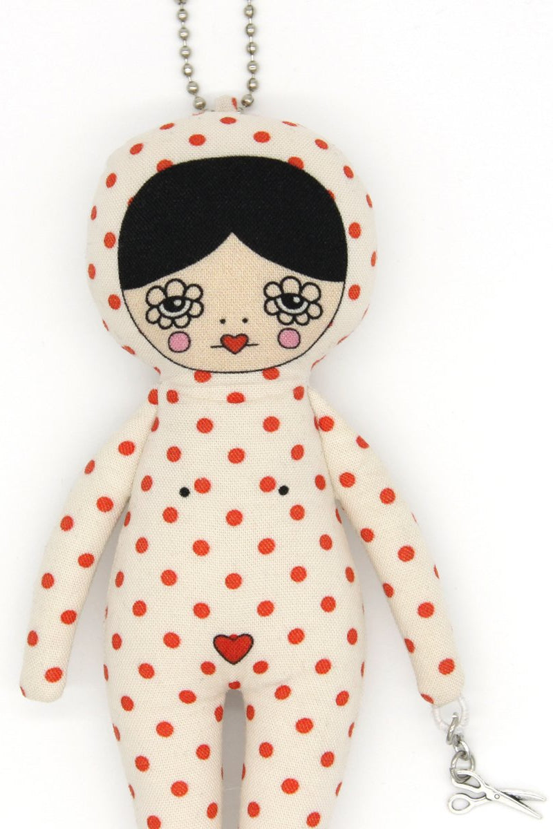 6-inch Red Polka Dot Bag Charm Doll