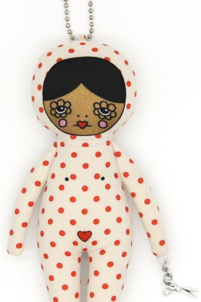 6-inch Red Polka Dot Bag Charm Doll