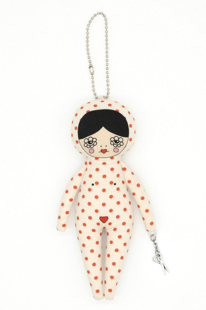 6-inch Red Polka Dot Bag Charm Doll