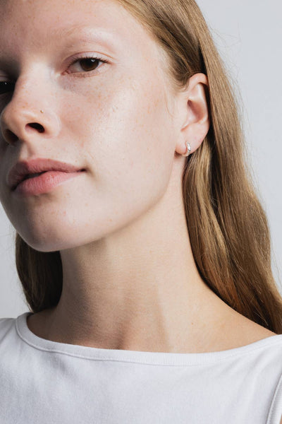Organic Huggie Hoops, Silver