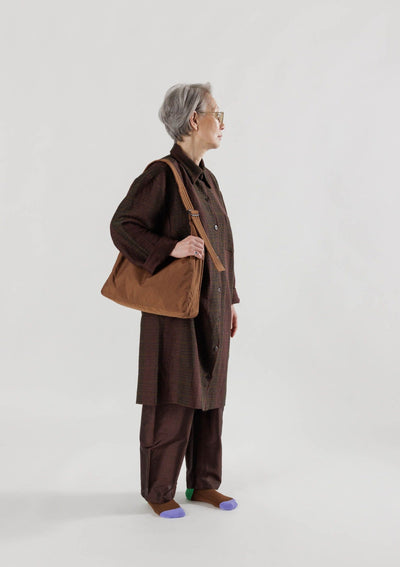 Nylon Shoulder Bag, Brown