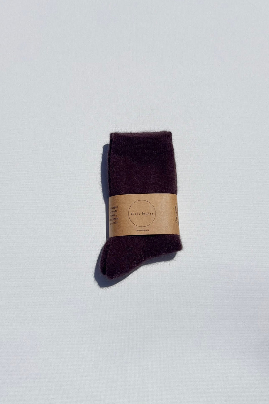 Fluffy Angora Socks, Chocolate