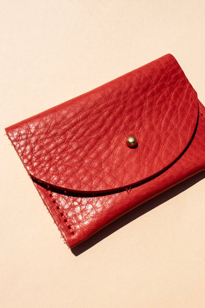 Leather Card Holder, Tomato