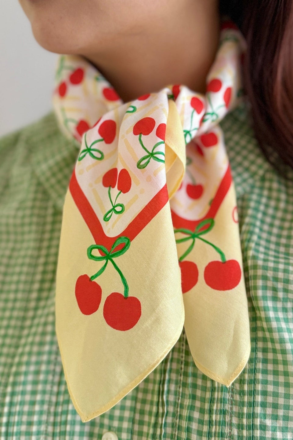 Cotton Silk Bandana, Cherries