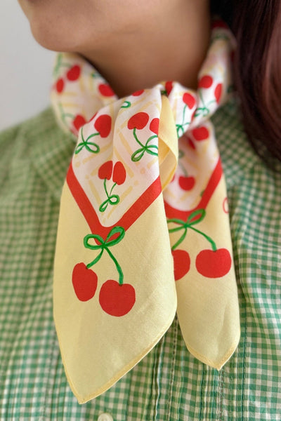 Cotton Silk Bandana, Cherries
