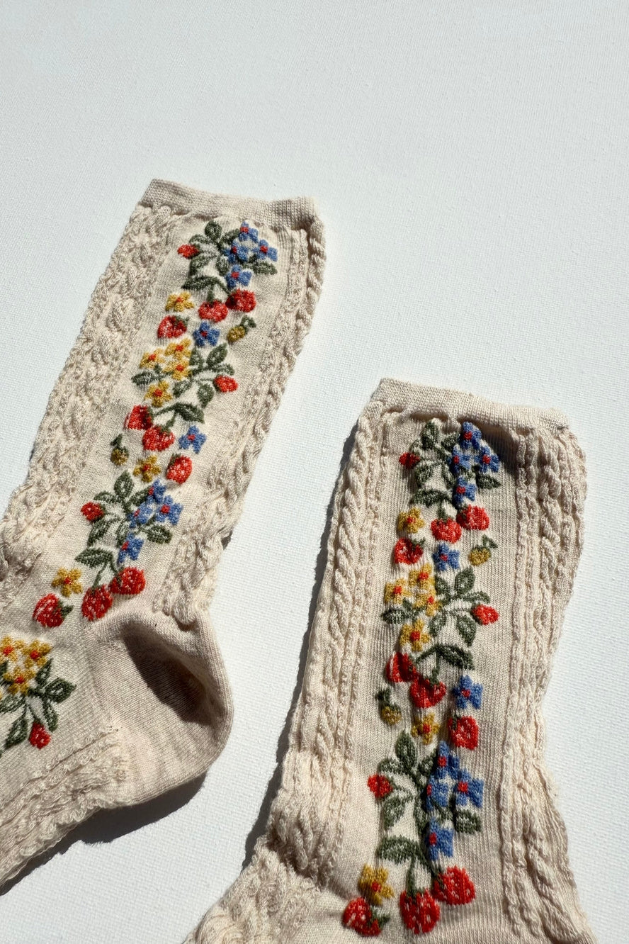 Wild Strawberry Socks, Cream