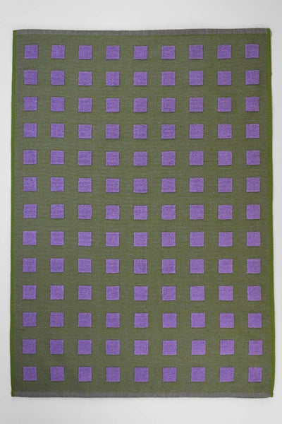 Lilac/Olive Squares Tea Towel