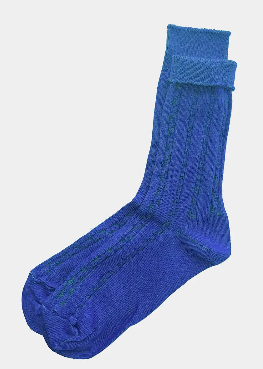 Cable Knit Dress Socks, Royal Kelly