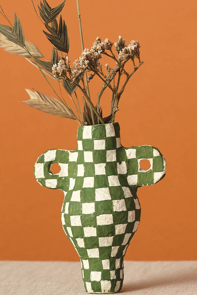 Onsen Check Moss Green Mini Vase Hanging Ornament