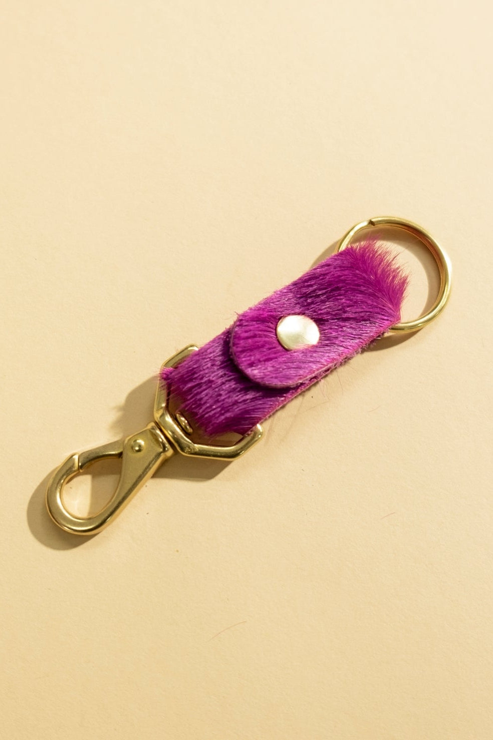 Cowhide Keychain, Fuschia