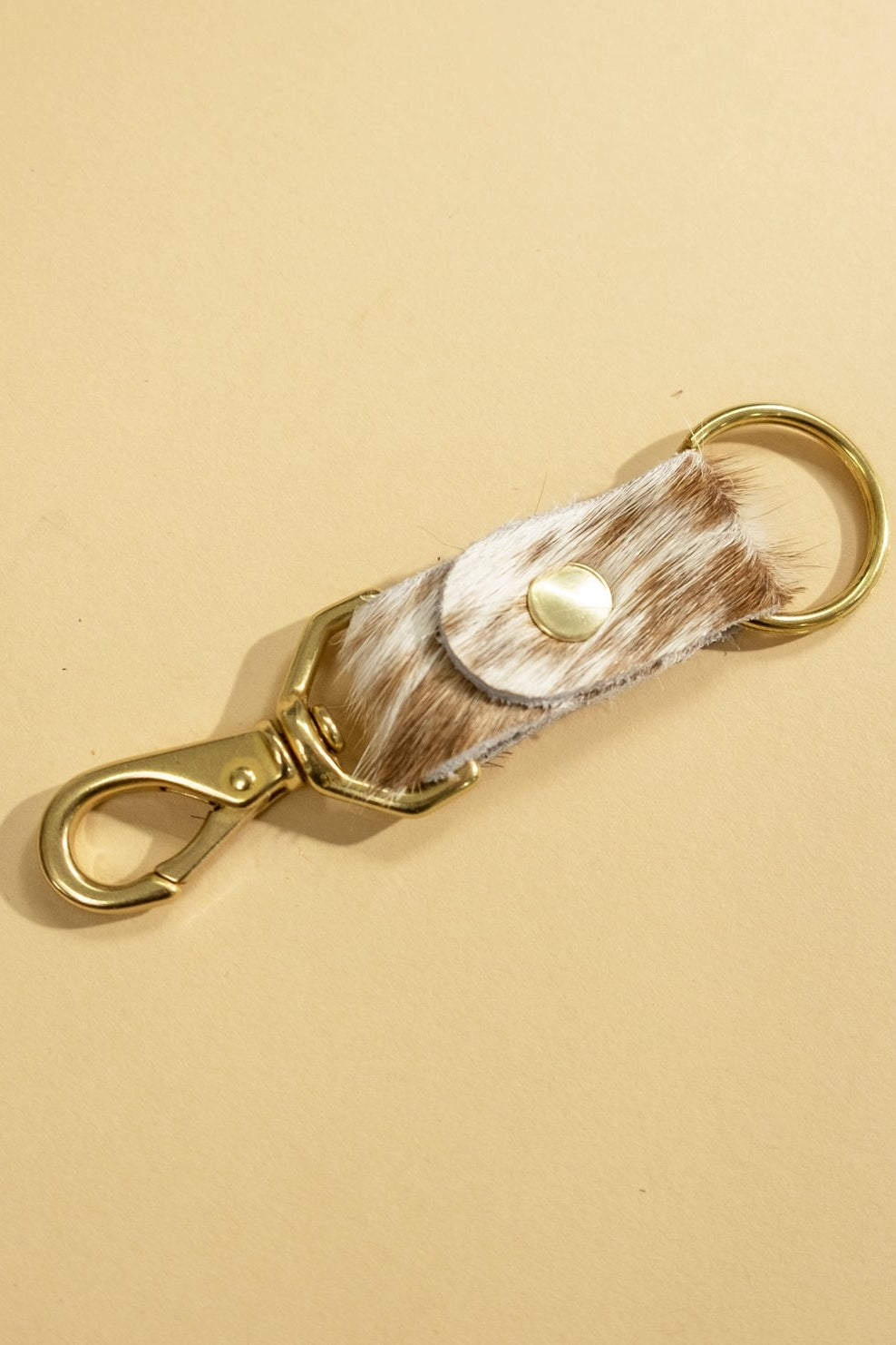 Cowhide Keychain, Caramel Speckle