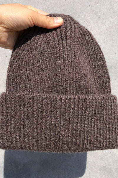 Chunky Wool Beanie, Brown