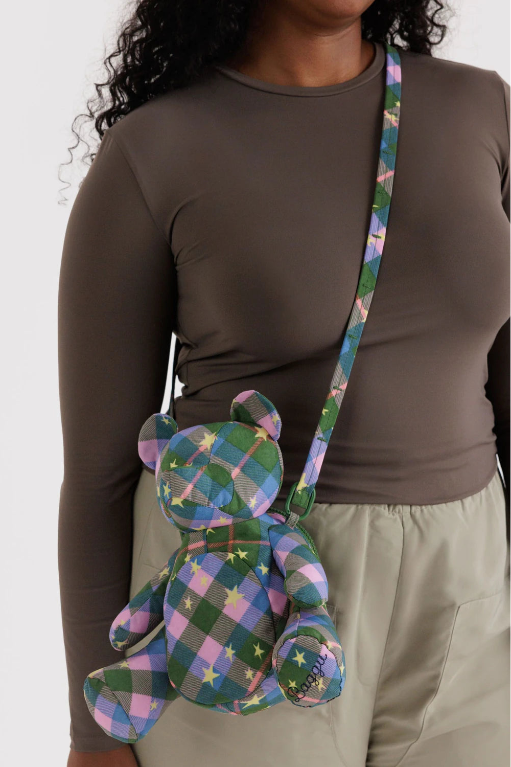 Nylon Bear Bag, Green Star Plaid