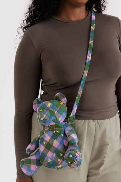 Nylon Bear Bag, Green Star Plaid