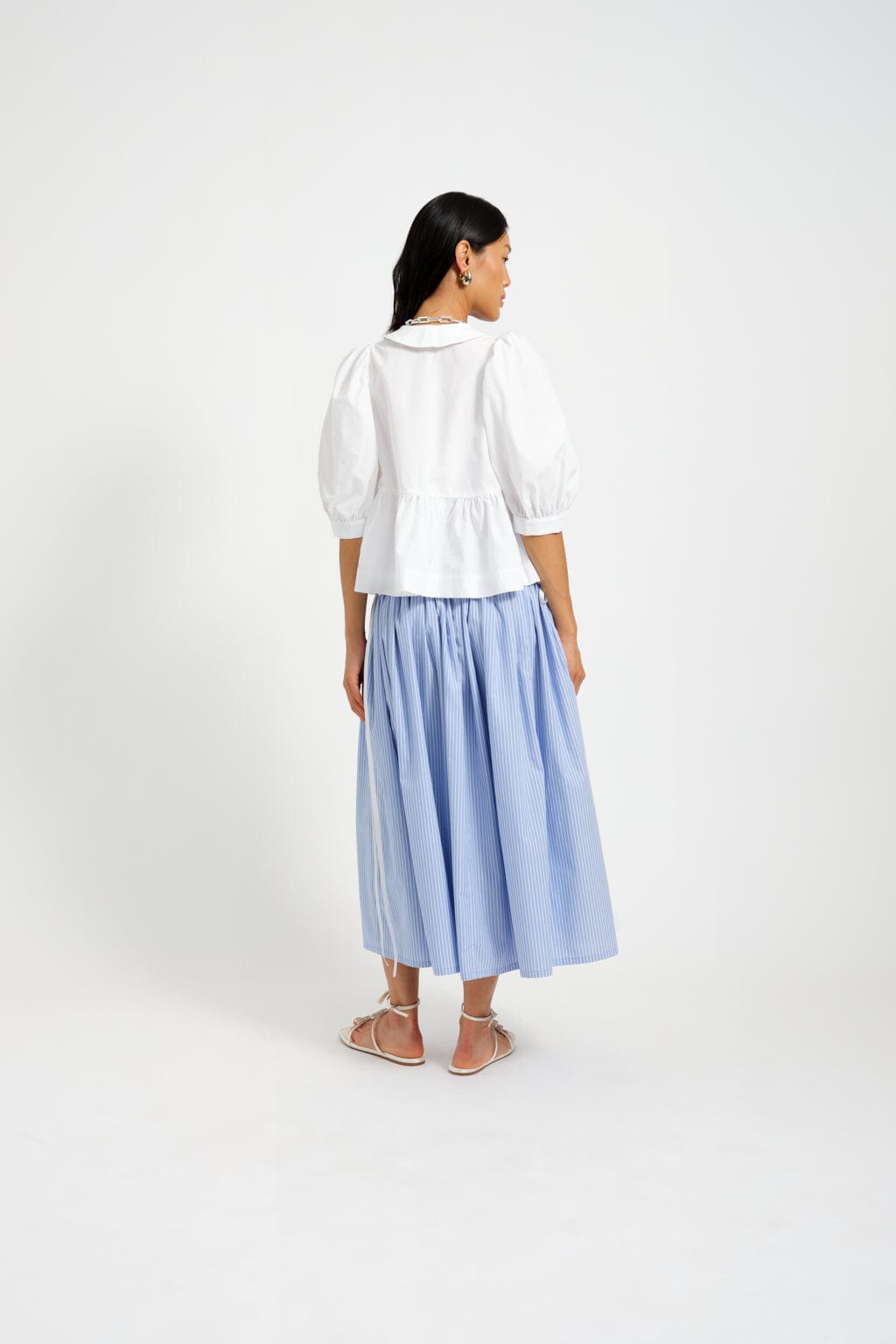 Lucille Skirt Blue Pinstripe