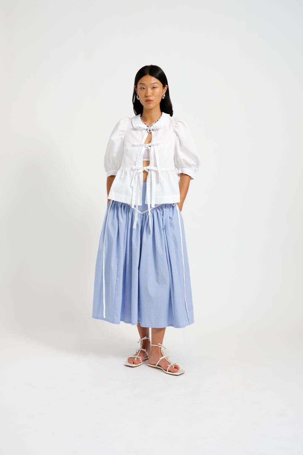 Lucille Skirt Blue Pinstripe