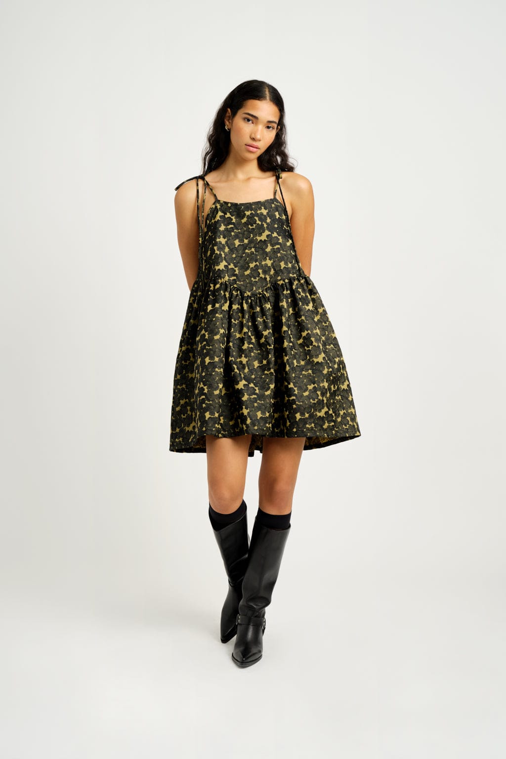 Amy Dress, Jacquard Golden Chartreuse