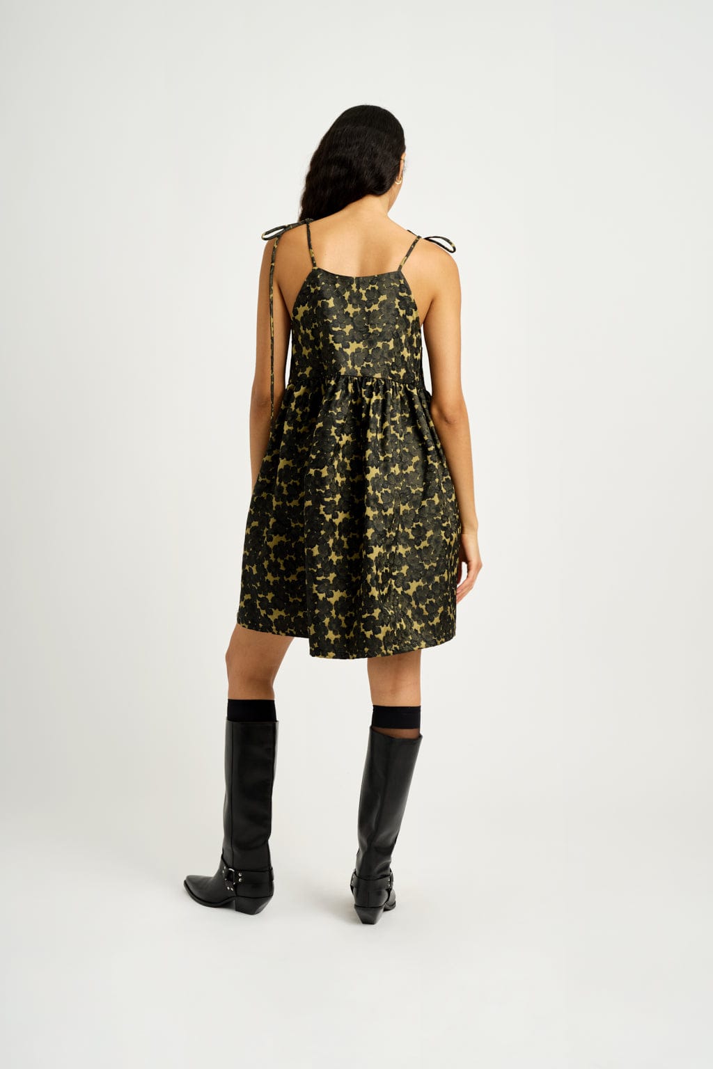 Amy Dress, Jacquard Golden Chartreuse