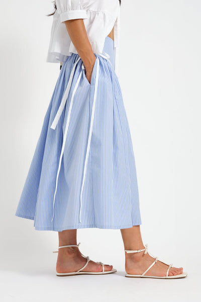 Lucille Skirt Blue Pinstripe