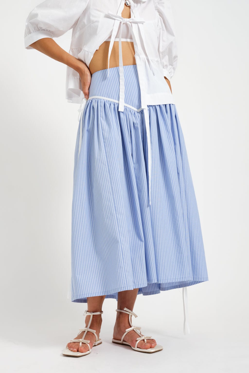 Lucille Skirt Blue Pinstripe