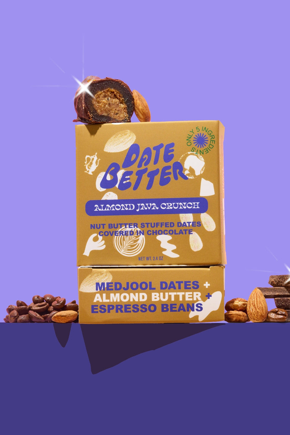 Almond Java Crunch, Chocolate Covered Dates