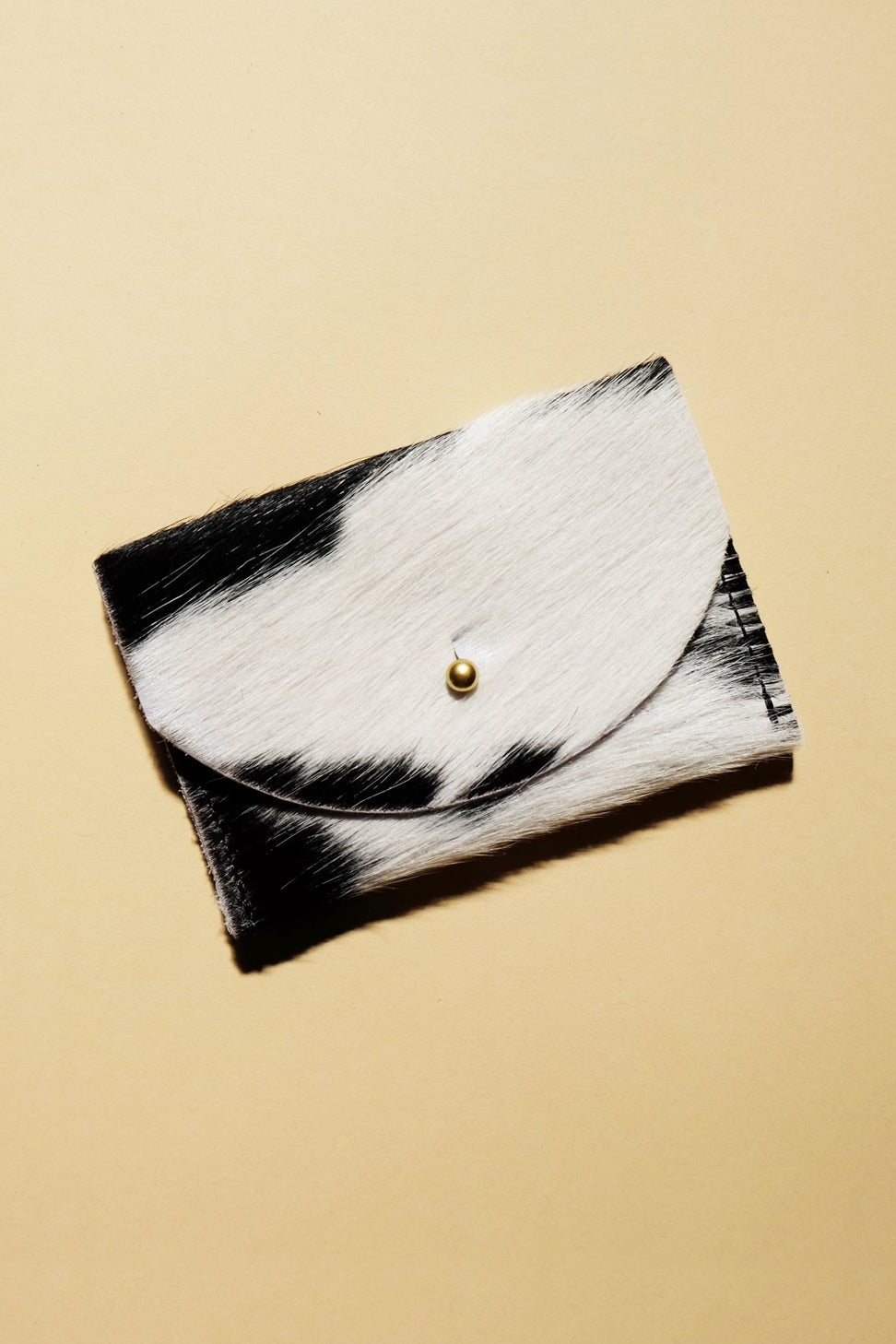 Cowhide Card Holder, Black & White Hair On Hide