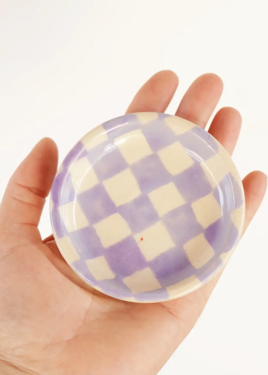 Ceramic Checkerboard Jewelry Dish