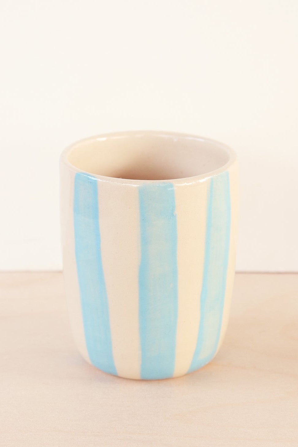 Small Ceramic Tumbler, Blue Stripes