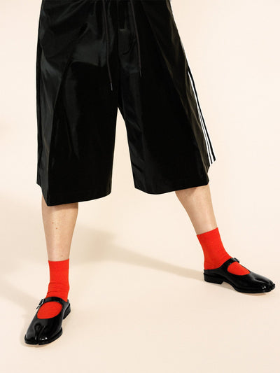 Cotton Tabi Short Crew Sock, Poppy Red