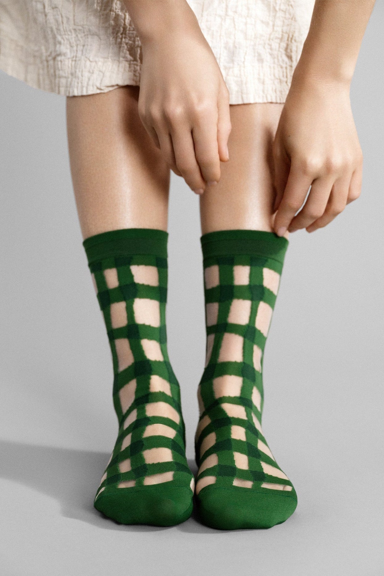 Googly Gingham Sheer Crew