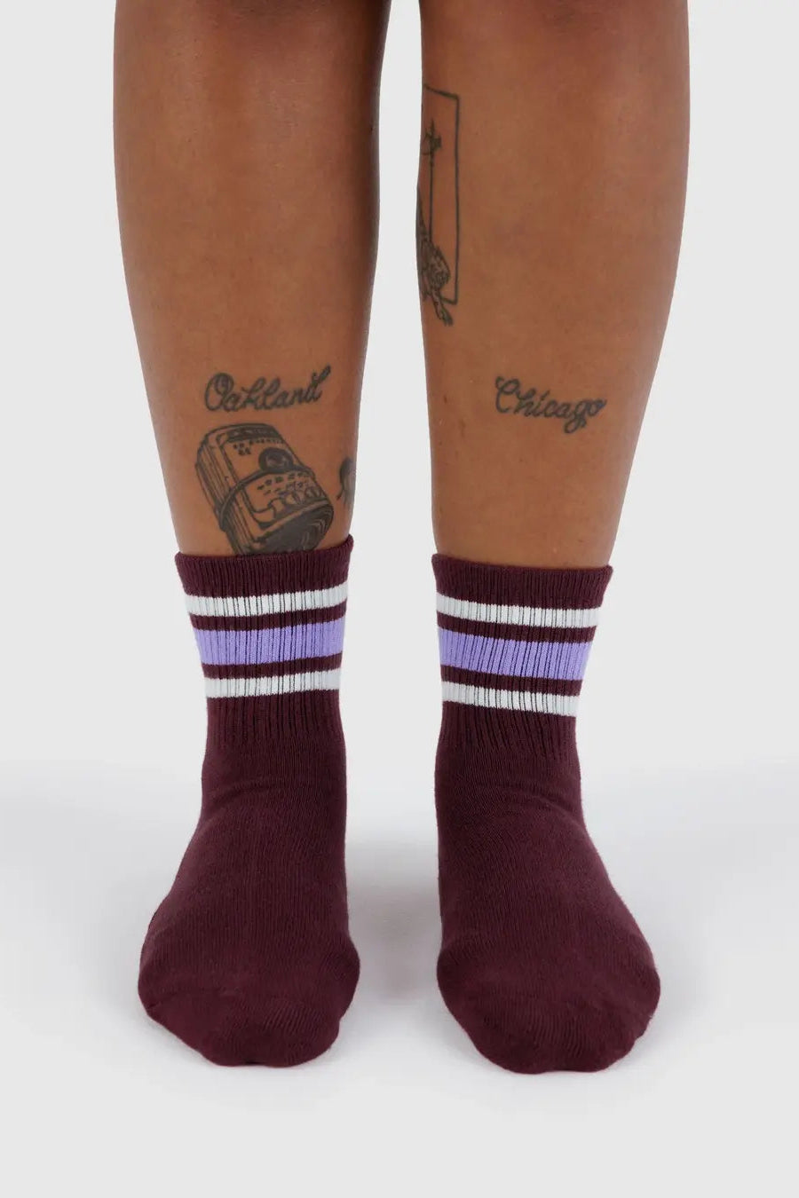 Ribbed Sock, Mahogany Stripe