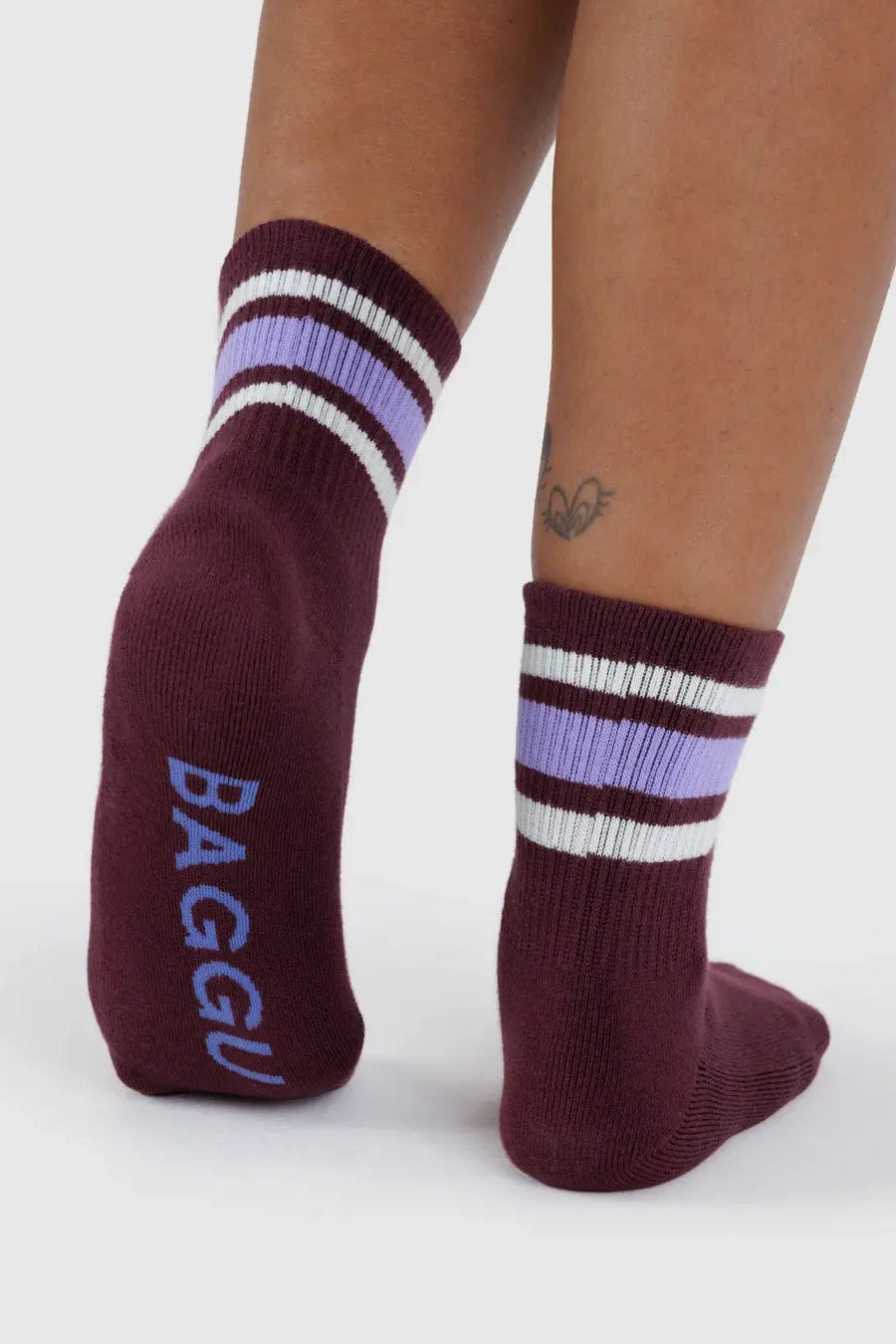 Ribbed Sock, Mahogany Stripe