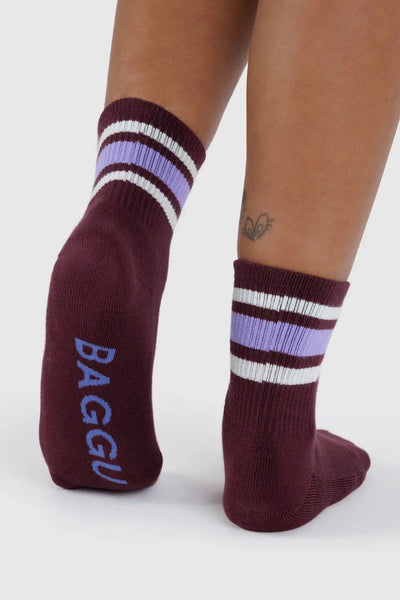 Ribbed Sock, Mahogany Stripe