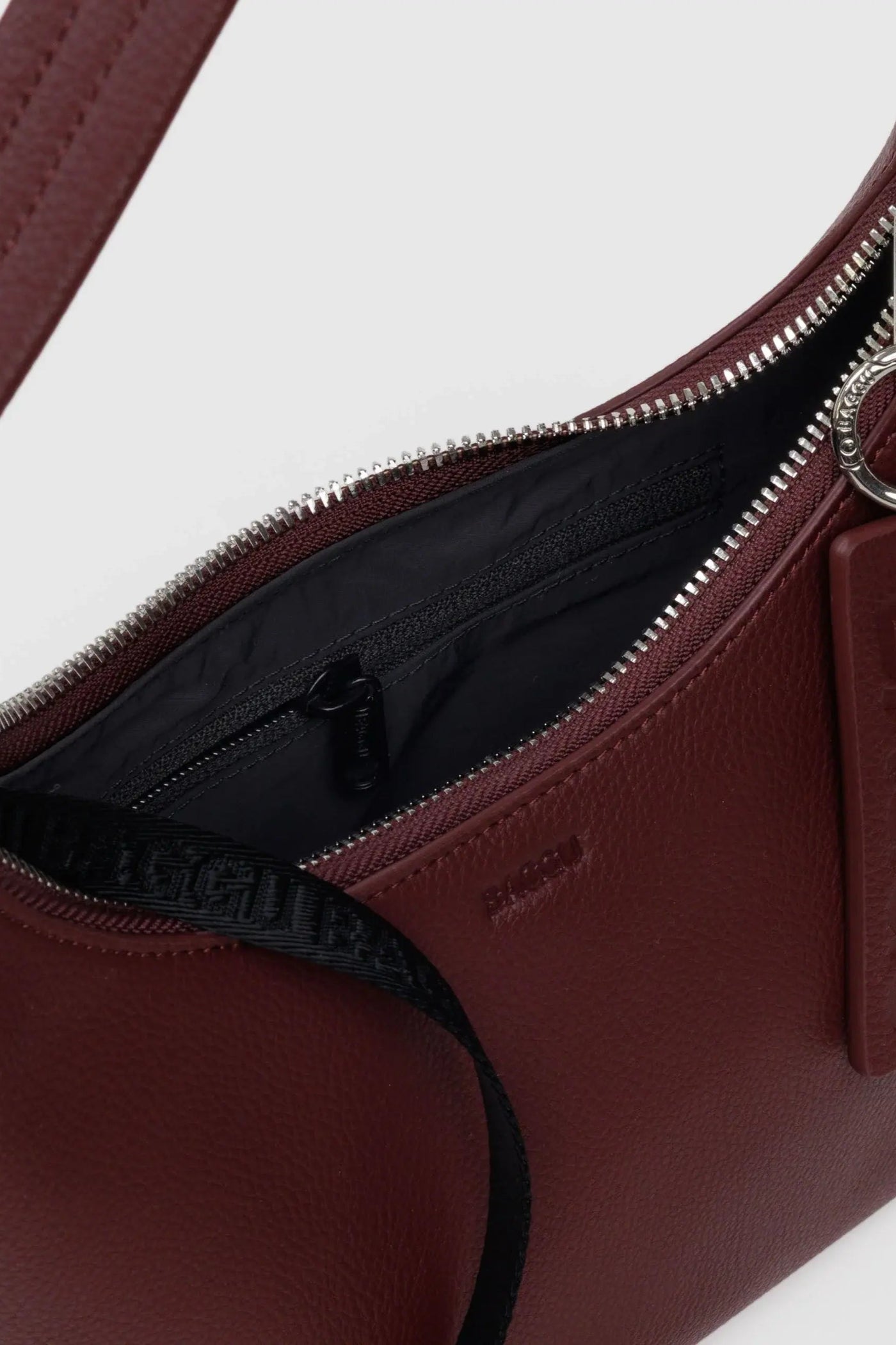 Mini Recycled Leather Shoulder Bag, Mahogany