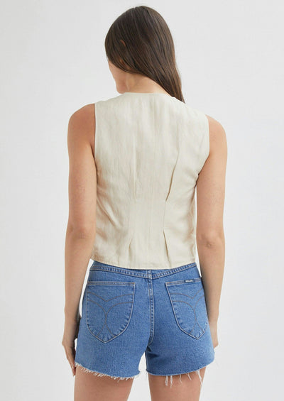 Soho Linen Vest, Biscuit