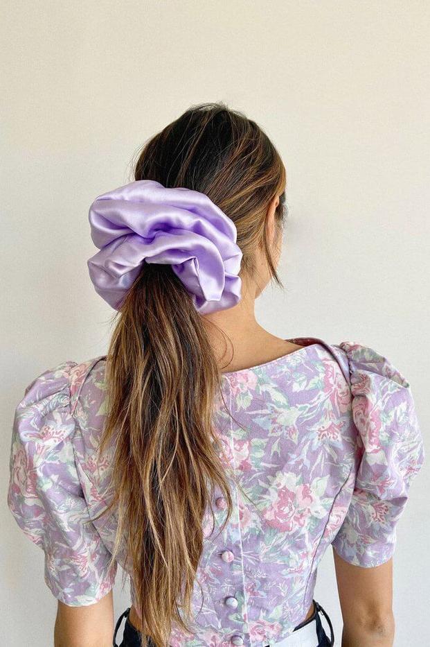 Oversized Silk Scrunchie, Lilac