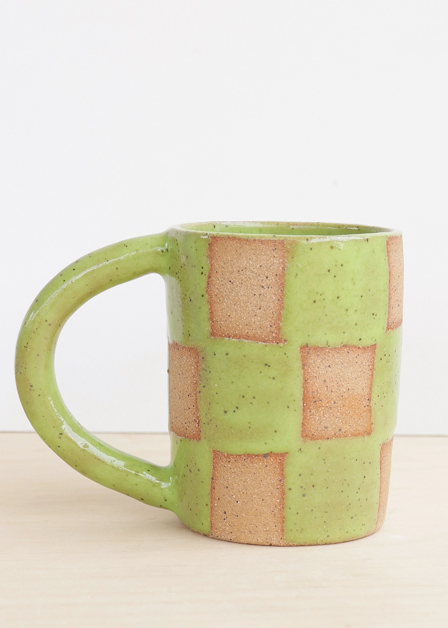 Checkerboard Coffee Mug, Lime