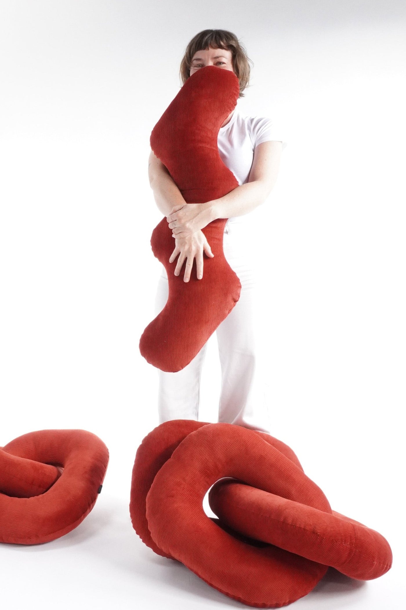 Wiggle Pillow, Red Corduroy