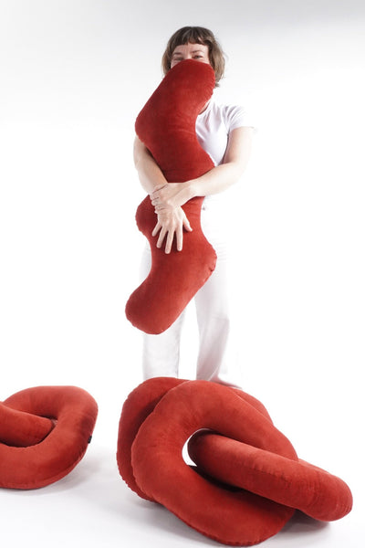 Wiggle Pillow, Red Corduroy