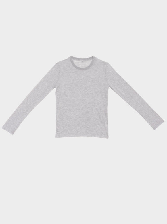 Long Sleeve Bamboo Tee, Grey Melange