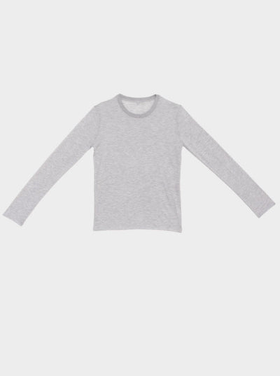 Long Sleeve Bamboo Tee, Grey Melange