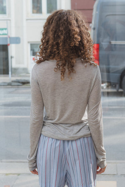 Long Sleeve Bamboo Tee, Grey Melange