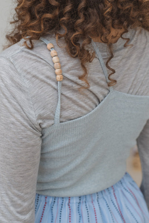 Long Sleeve Bamboo Tee, Grey Melange